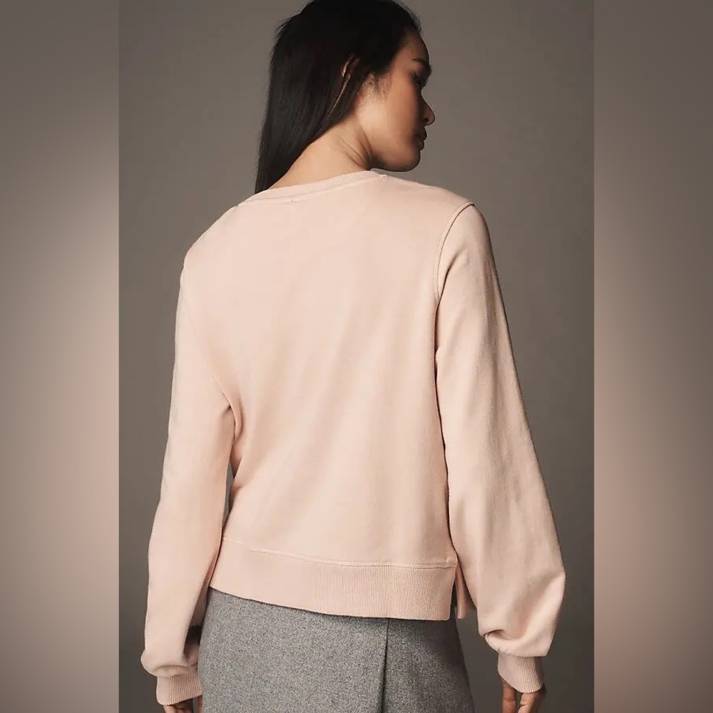 Anthropologie Beaded Bow Dusty Blush Sweater - Picture 2 of 7